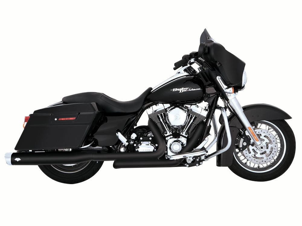 Dresser Duals, Right Side Tuck & Under Headers - Black. Fits Touring 2009-2016