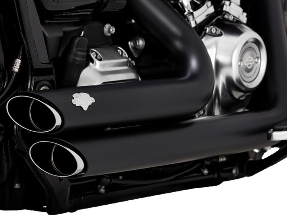 Shortshots Staggered Exhaust - Black. Fits Breakout & Fat Boy 2018up