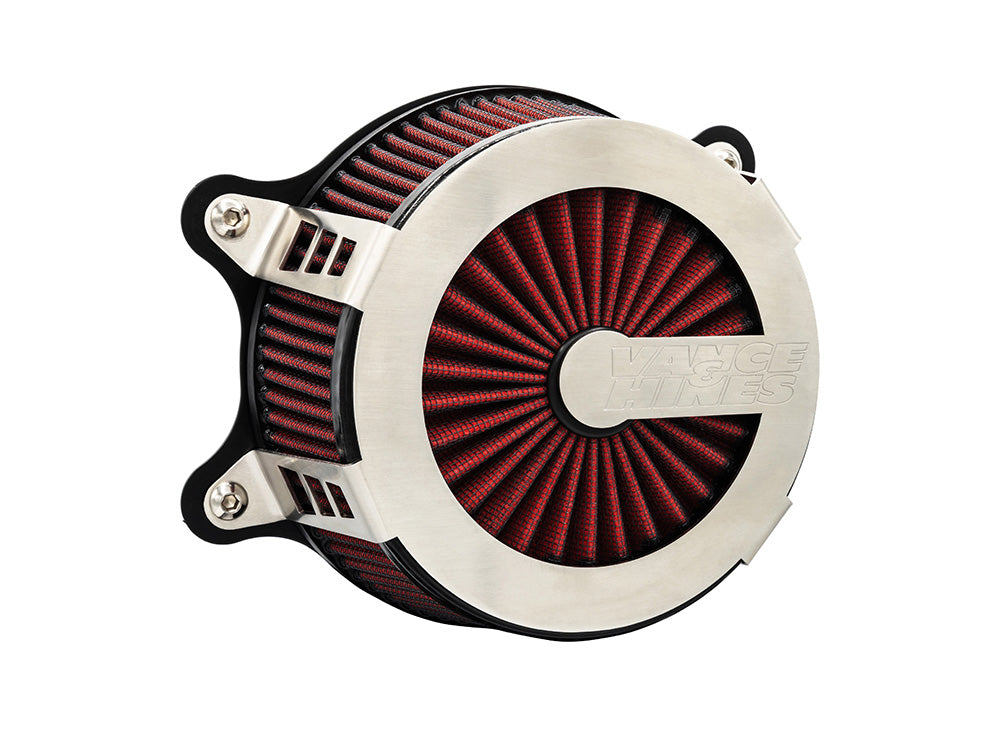 VO2 Cage Fighter Air Cleaner Kit - Brushed Stainless Steel. Fits CVO Touring 2023up, Street Glide & Road Glide 2024up, Touring 2025up & Softail 2025up