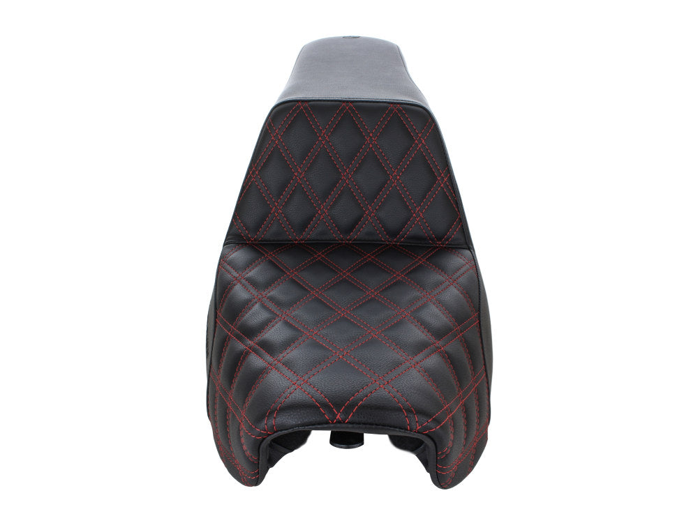 Step-Up LS Dual Seat With Red Double Diamond Lattice Stitch. Fits Dyna 2006-2017.