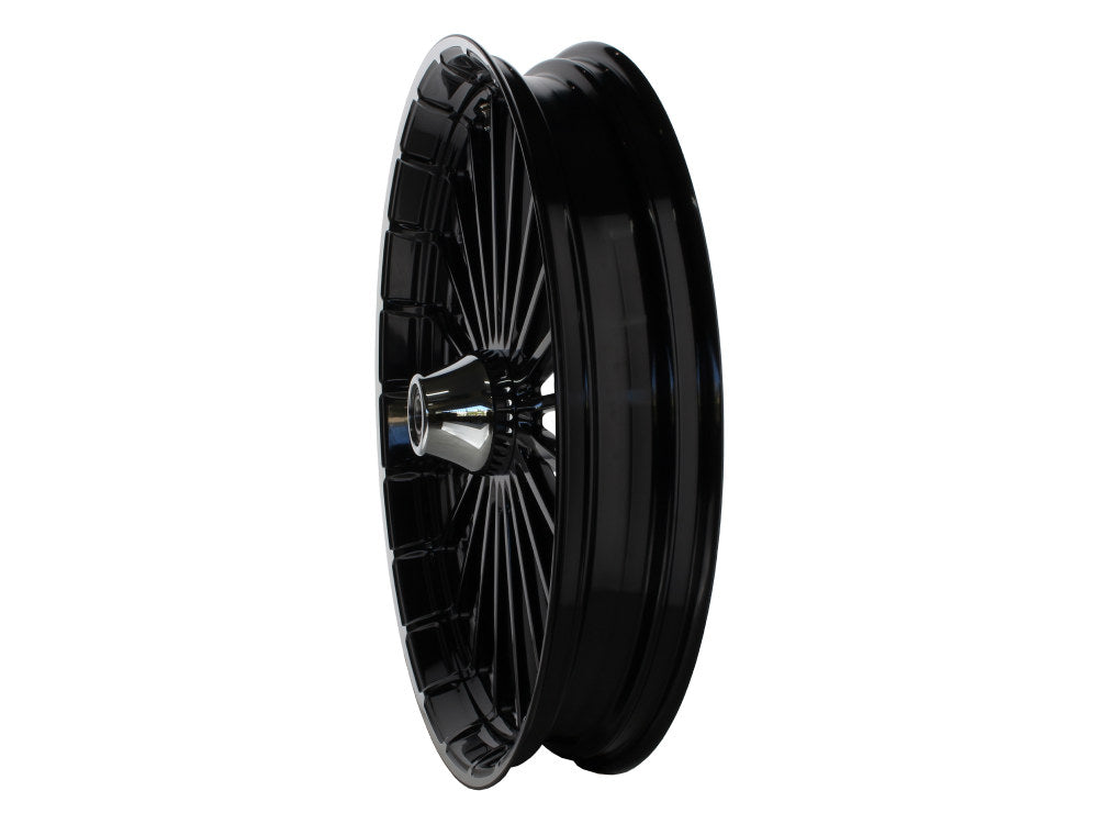 26in. X 3.75in. Ranger/Turbine Replica Wheel – Black Anodize, Polished Rim & Spoke Edge, Chrome Hub Kit. Fits Breakout 2013up.