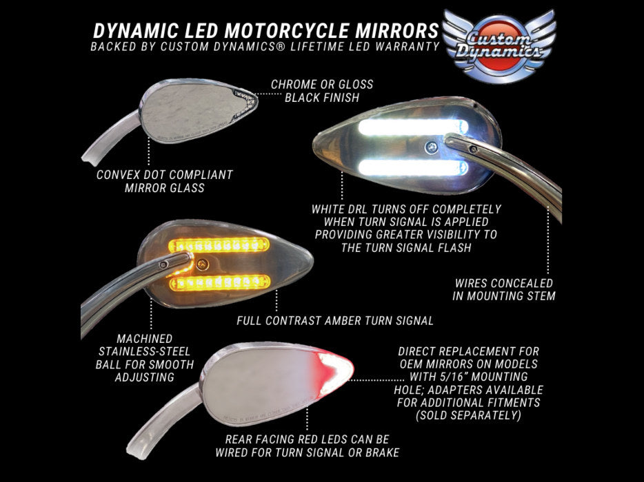 Dynamic LED Mirrors Run/Brake/Turn – Chrome.