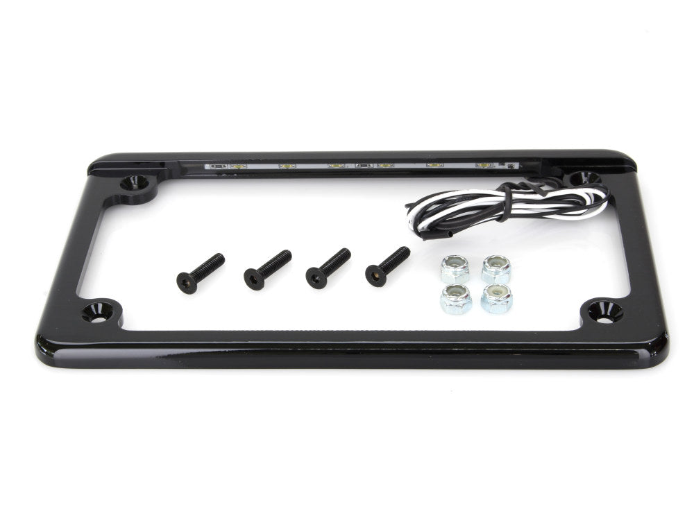 Flat Low Profile Number Plate Frame with LED Illumination – Black.