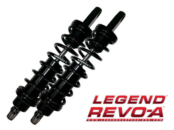REVO-A Series, 14in. Adjustable Rear Shock Absorbers – Black. Fits Dyna 1991-2017.