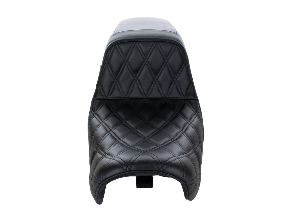 Kickflip Dual Seat with Black Double Diamond Stitch. Fits Dyna 2006-2017. Le Pera