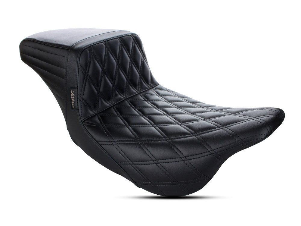 Kickflip Dual Seat with Black Double Diamond Stitch. Fits Touring 2008up. LePera