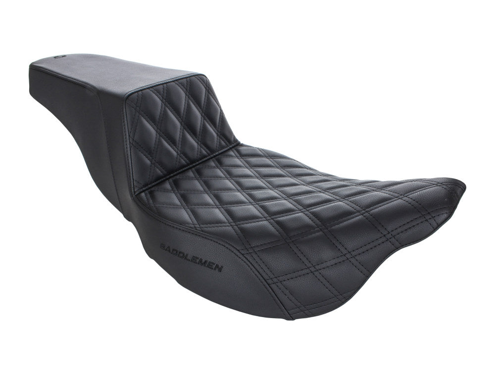 Step-Up LS Dual Seat With Black Double Diamond Lattice Stitch. Fits Most Touring 2008-2024