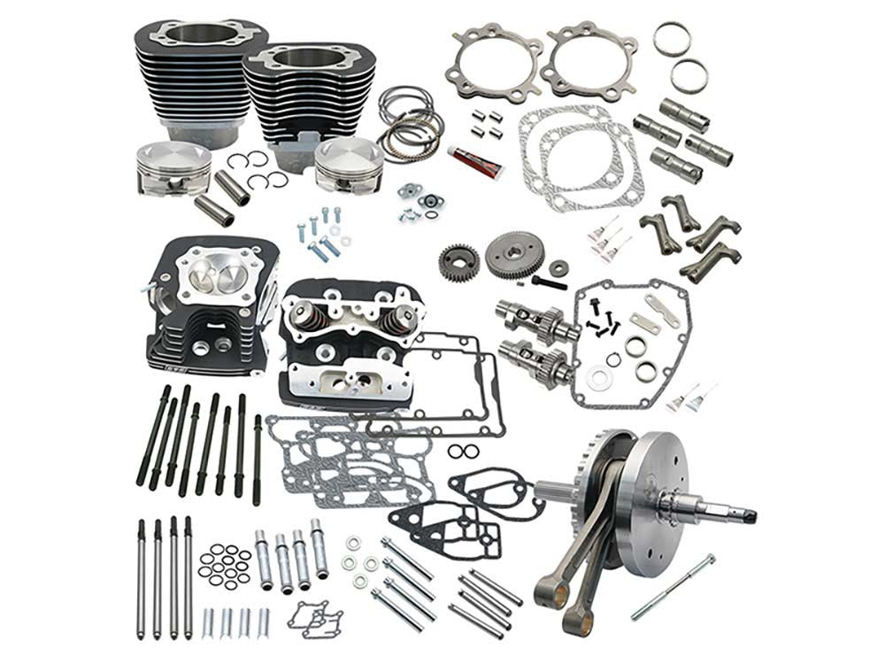 S&S 124ci Hot Set Up Kit with 91cc, S&S Cylinder Heads – Black. Fits Twin Cam Softail 2007-2017.