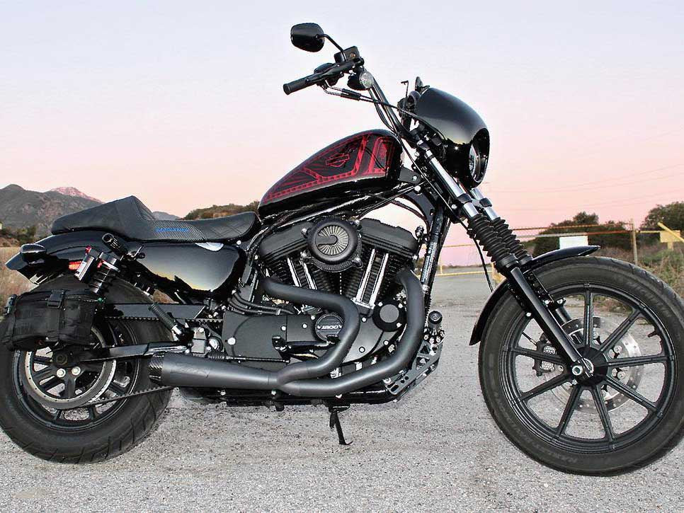 Comp-S 2-into-1 Exhaust – Black with Carbon Fiber End Cap. Fits Sportster 2014-2021