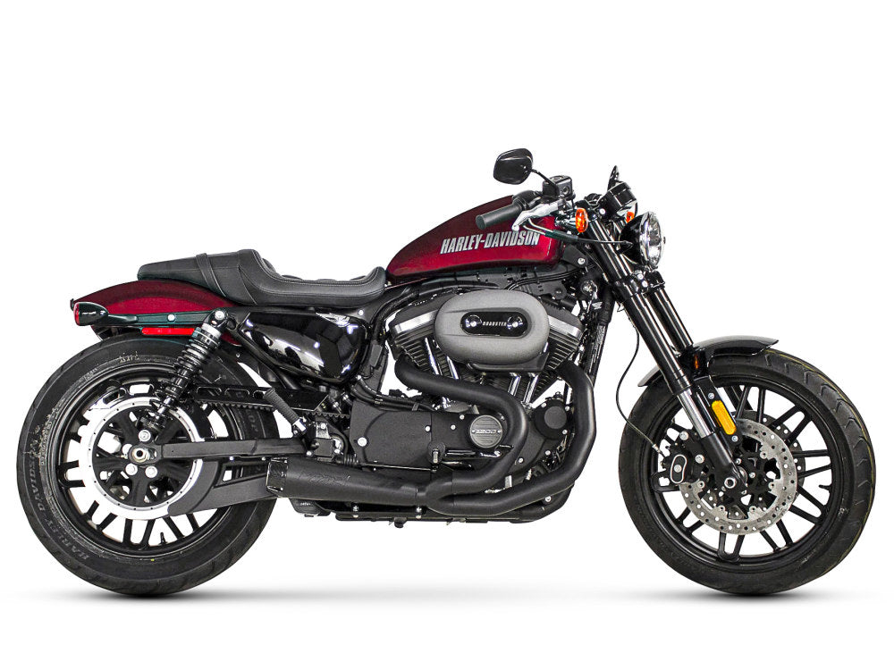 Comp-S 2-into-1 Exhaust – Black with Carbon Fiber End Cap. Fits Sportster 2014-2021
