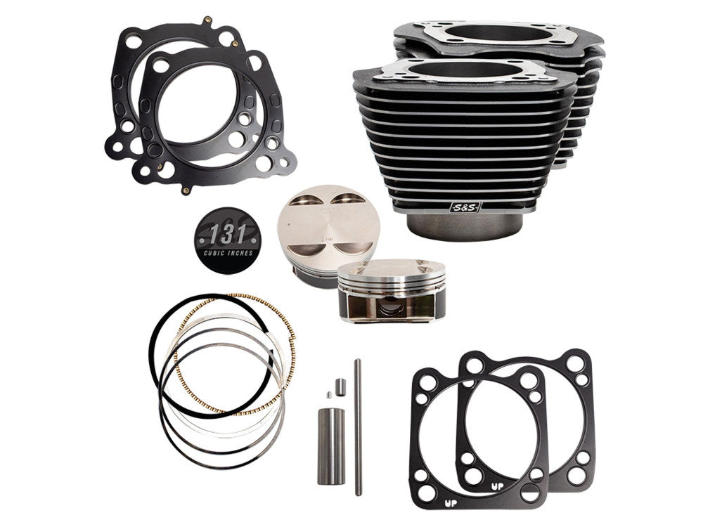 131ci Stroker Big Bore Kit with Highlighted Fins – Black Granite. Fits Milwaukee-Eight 2017up with S&S 4-5/8in. Stroker Flywheel.