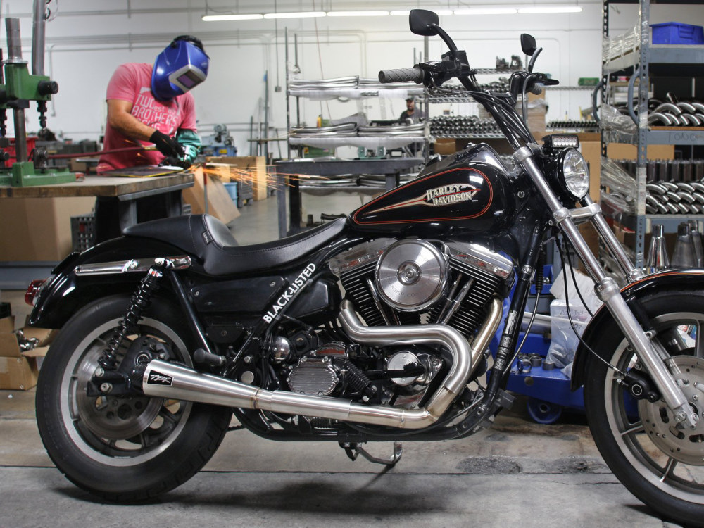 TBR Comp-S 2-into-1 Exhaust – Stainless Steel with Carbon Fiber End Cap. Fits FXR 1987-1994.